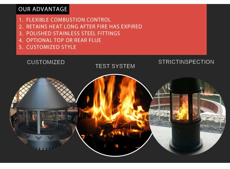 Wood Burning Steel Stove Suspended Wood Fired or Bioethanol Fireplace