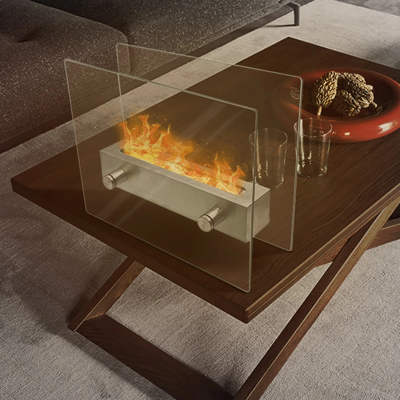Tabletop Fireplace Portable Rectangle Bioethanol Fireplace for Indoor &amp; Garden