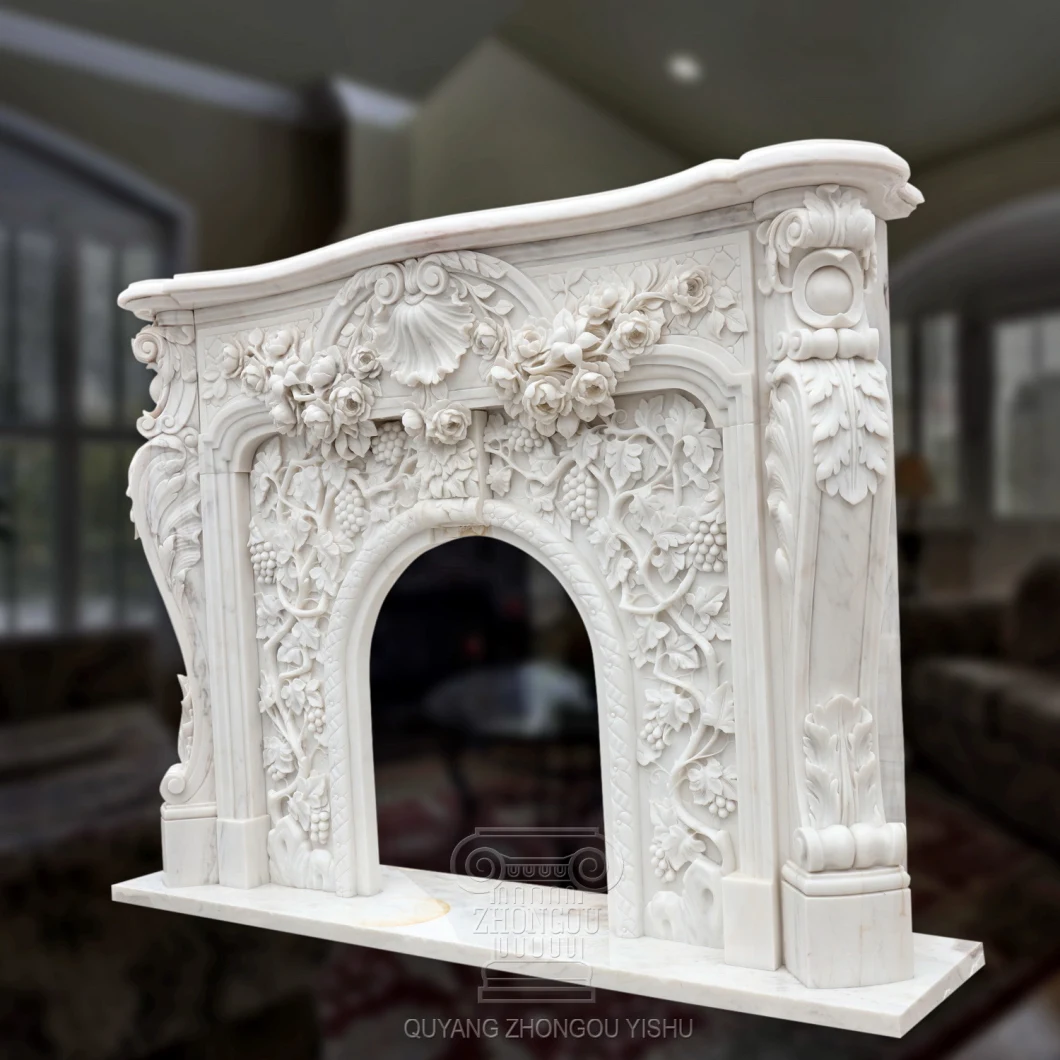 White Marble Fireplace Chimney Piece