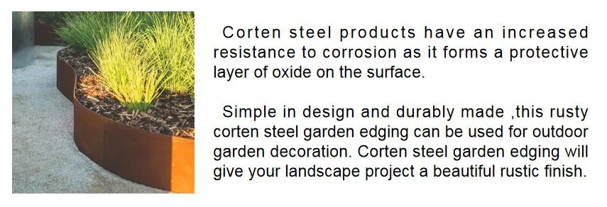 Rectangular Simple Garden Decoration Corten Steel Rusty Metal Edging