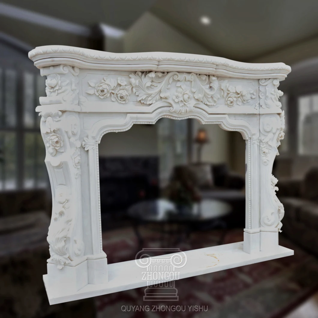 White Marble Fireplace Chimney Piece