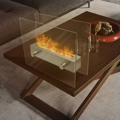 Tabletop Fireplace Portable Rectangle Bioethanol Fireplace for Indoor & Garden