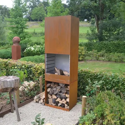 Outdoor Backyard Garden Heater Wood Burning Corten Steel Woodfired Fireplace