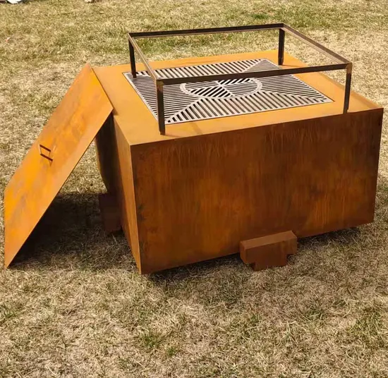 Rusty Fire Table Square Corten Steel Fire Pits