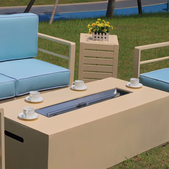 Outdoor Chat Set with Fire Table, 5-PCS Set, White